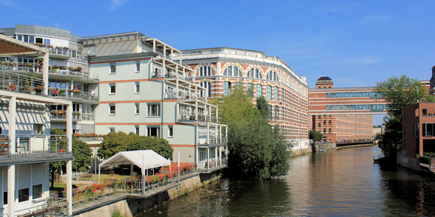 Stadtrundfahrt, Stadtrundgang, Leipzig, Plagwitz, Weiße Elster, Bootsfahrt, Kalr-Heine-Kanal, Buntgarnwerke