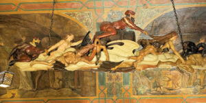 Fausts und Mephistos Fassritt aus Auerbachs Keller in Leipzig