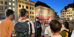 Nachtwächter Bremme® auf dem Markt in Leipzig