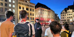 Nachtwächter Bremme® auf dem Markt in Leipzig