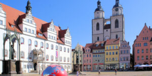 Markt, Rathaus und Stadtkirche in Wittenberg