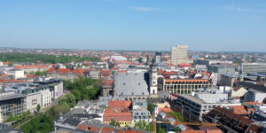 Panoramablick über die Stadt Leipzig