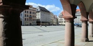 Arkaden am Alten Rathaus in Leipzig
